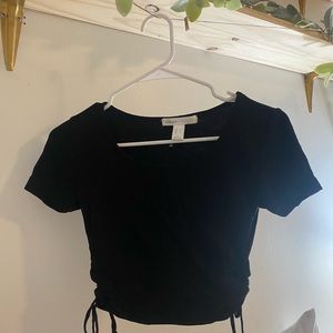 Black scrunched crop top